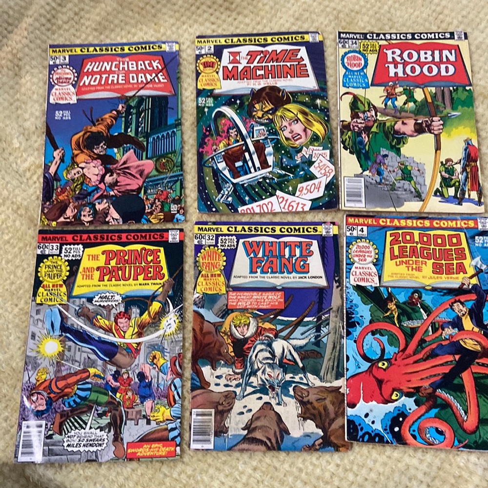 VINTAGE 6 Marvel Classics Comics (1970s)